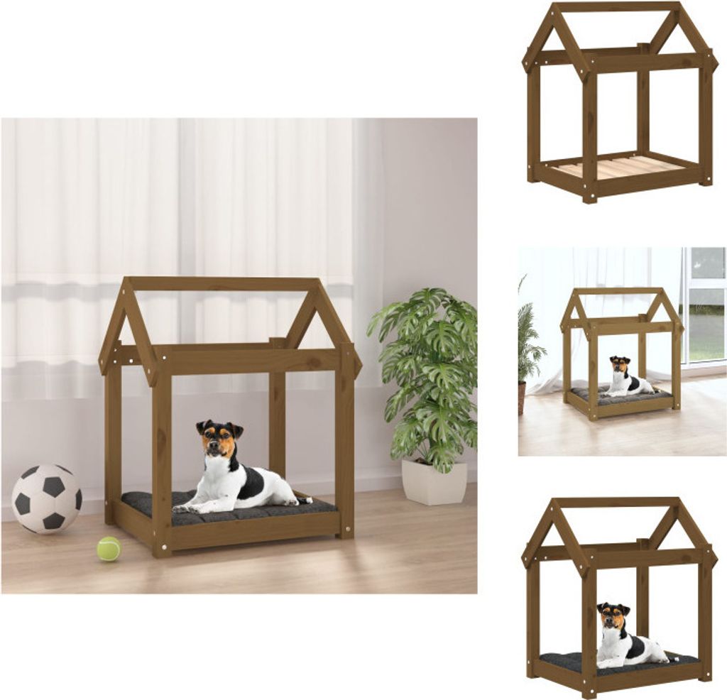 vidaXL Hundebett Honigbraun 61x50x70 cm Massivholz Kiefer - Hundebetten