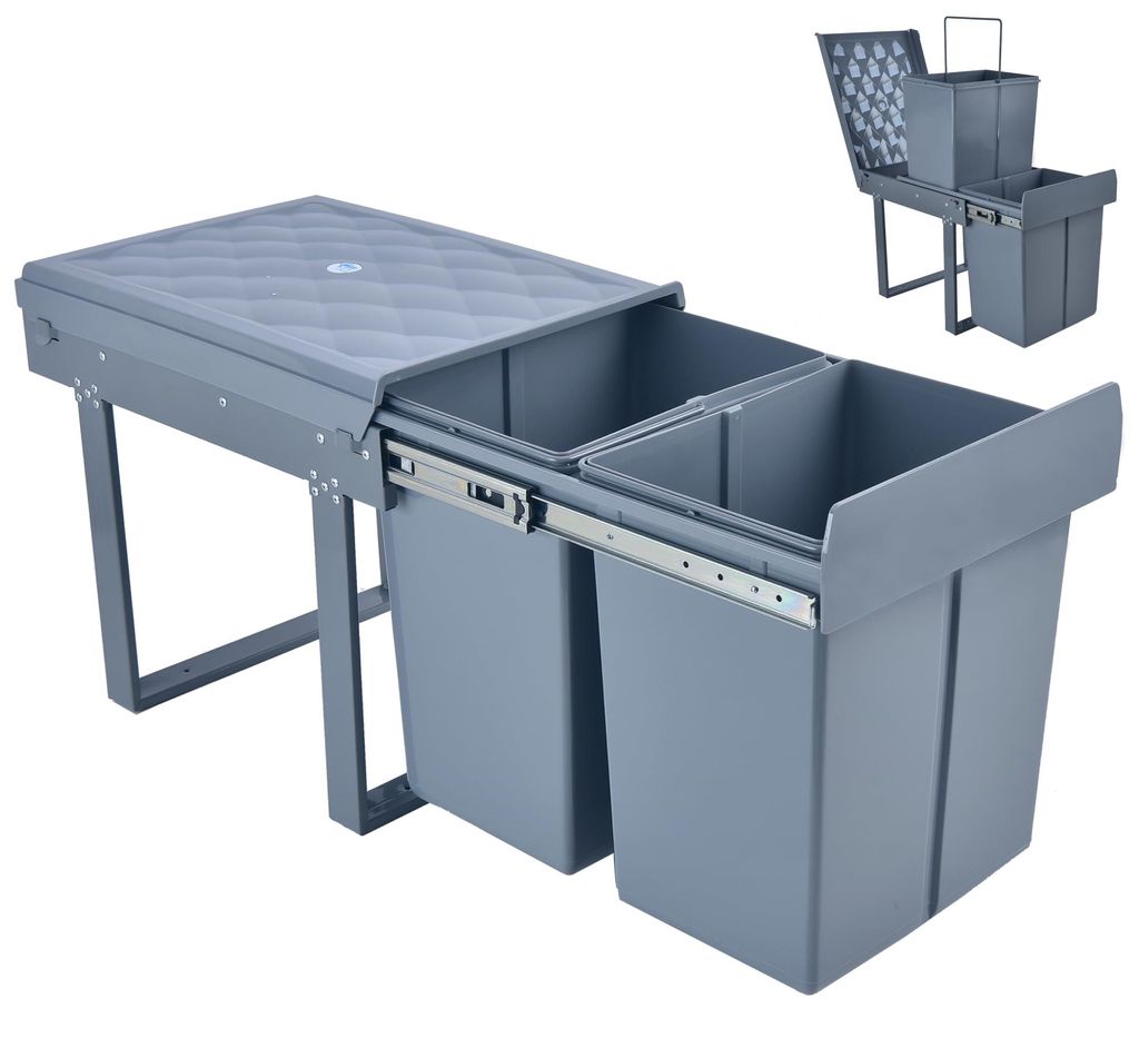 MinteLiv Einbaumülleimer 2x20L Mülltrennsystem Ausziehbar, Produktbild 