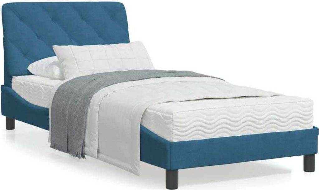 "2026 Promotion" Bettgestell moderne - ohne Matratze - Blau 90x200 cm - Samt - Polsterbett CC11321