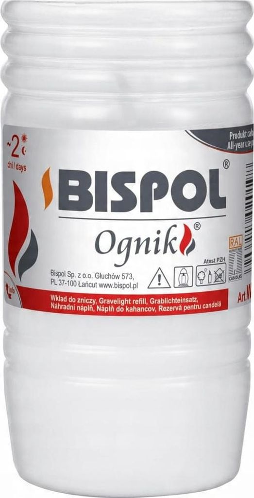 Bispol, Ognik WP2, Wkład do zniczy, parafinowy, 1 sztuka Zdjęcie produktu 