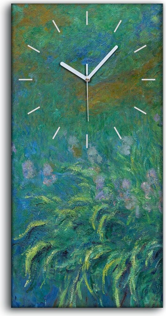 Dekor Leinwand Uhr Wandbilder Geräuschlos Kunstdruck 30x60 Schwertlilien - weiße Hände