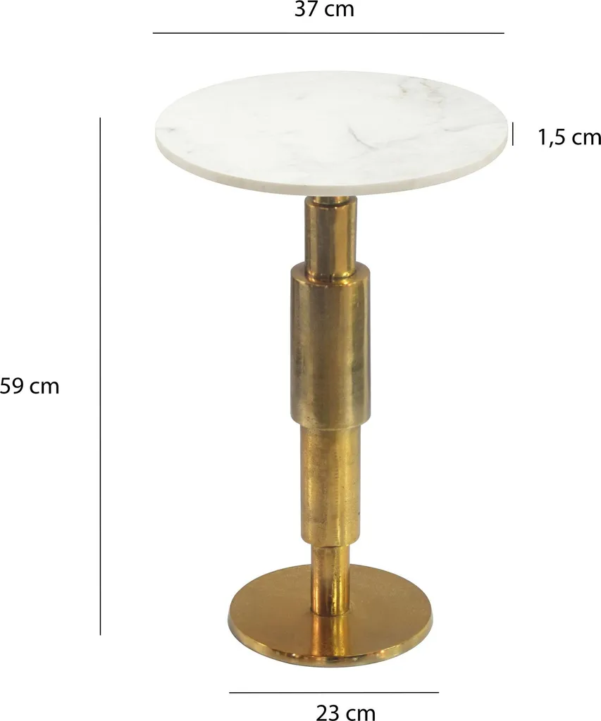 WOHNLING Table d'Appoint Ronde Effet Marbre et Structure Aluminium Argent