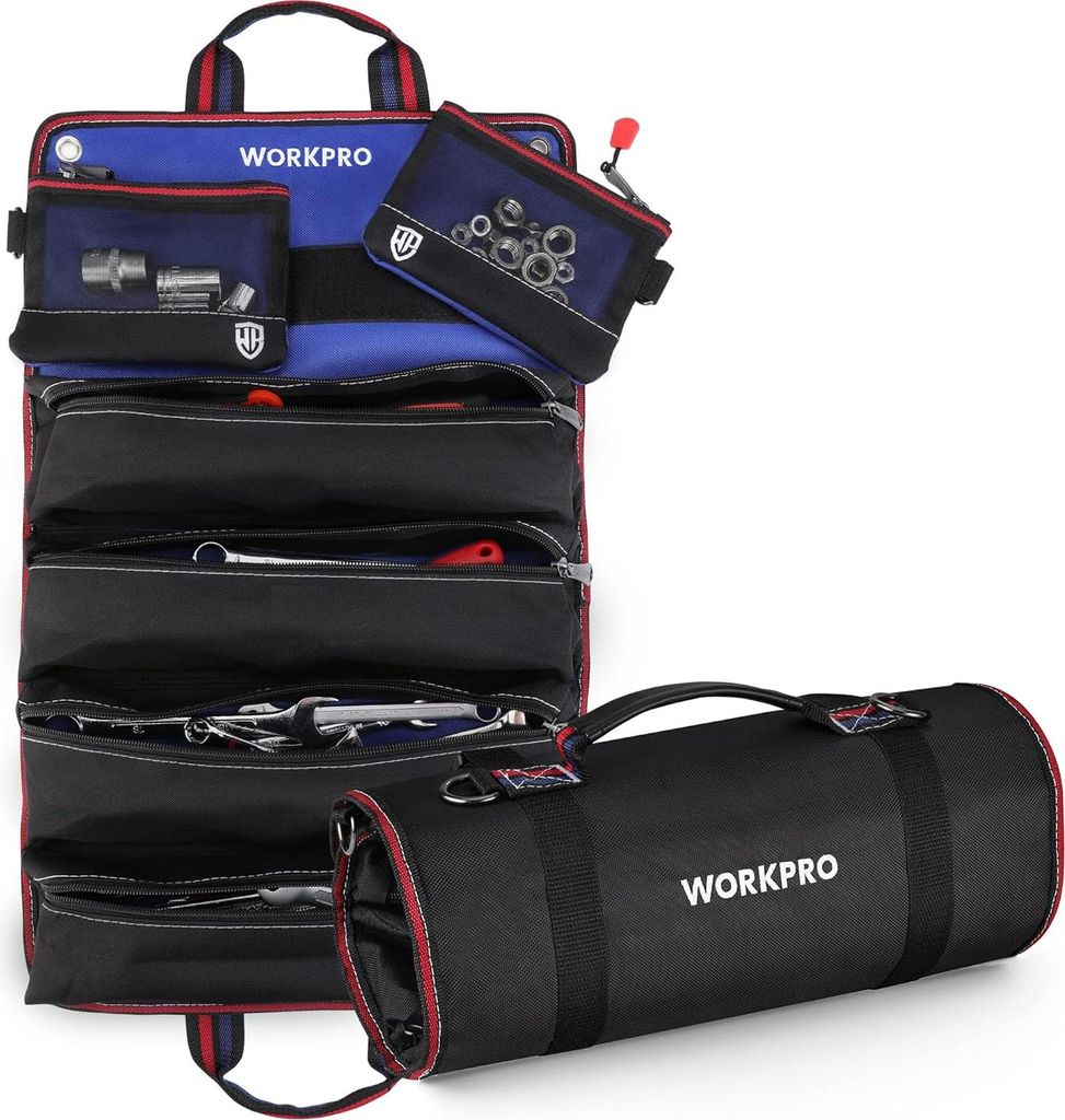 Werkzeugrolle Heavy Duty Werkzeugorganizer mit abnehmbaren Taschen und Reißverschluss - Werkzeug aufbewahren