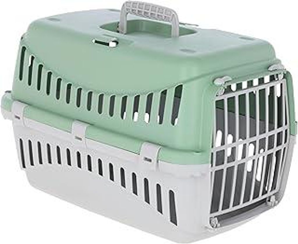 Kerbl Pet Transportbox Expedion, Mint/hellgrau, 45x30x30 cm, Hundebox, Katzenbox, Hundetransport, Kunststoff, kleine Hunde, Katzen