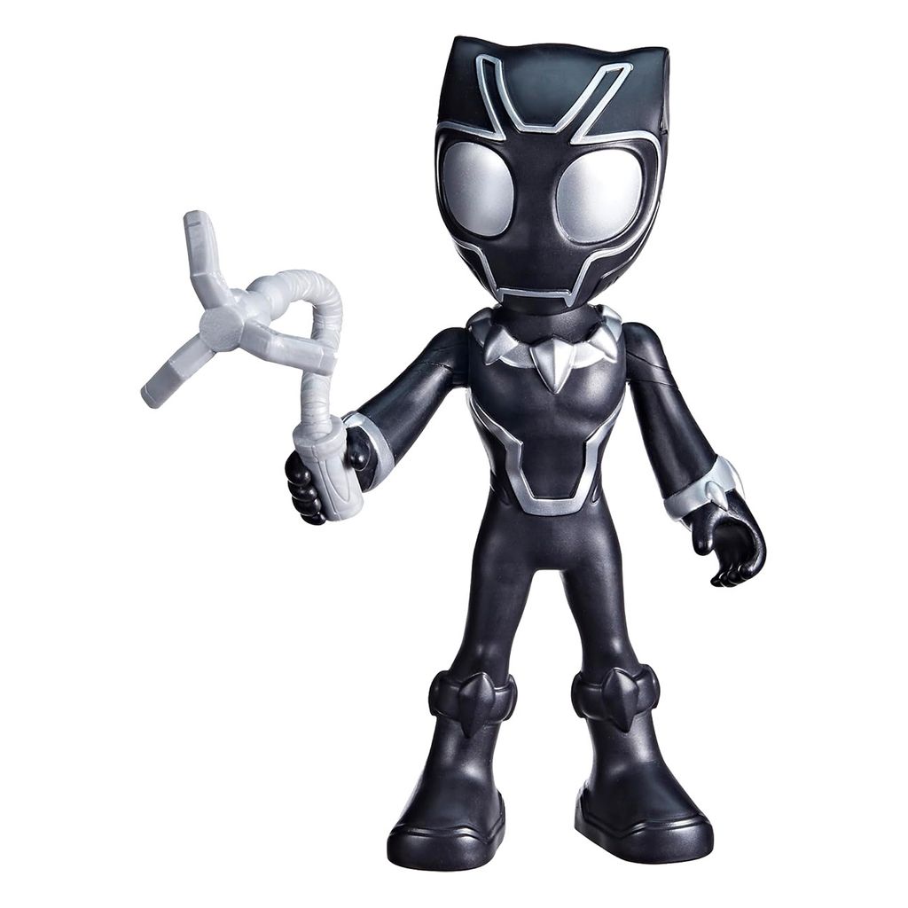 A Black Panther action figure with a flexible accessory is shown against a white background.