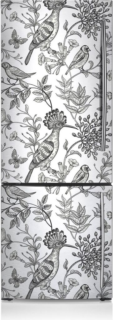 Dekoration Kühlschrank Aufkleber Magnete Küche Kühlschrankmagnete 60x190 cm - Skizzierte Vögel.