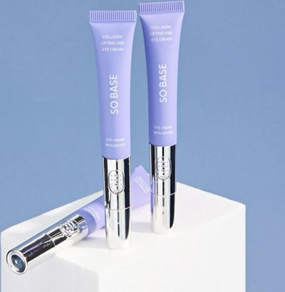 SO BASE Collagen Lifting Vibe Eye Cream with Device 15 ml - Lifting-Augencreme mit vibrierendem Applikator