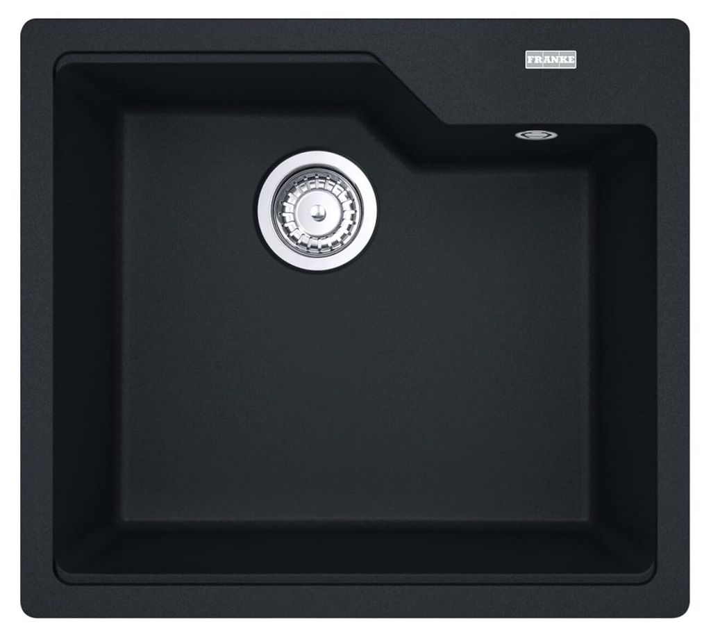 FRANKE Spüle URBAN UBG 610-56 in BLACK MATT mit Excenterbedienung Drehknopf Edelstahl / Ausschnittmaß 540 x 480 mm R15 / Granitspüle