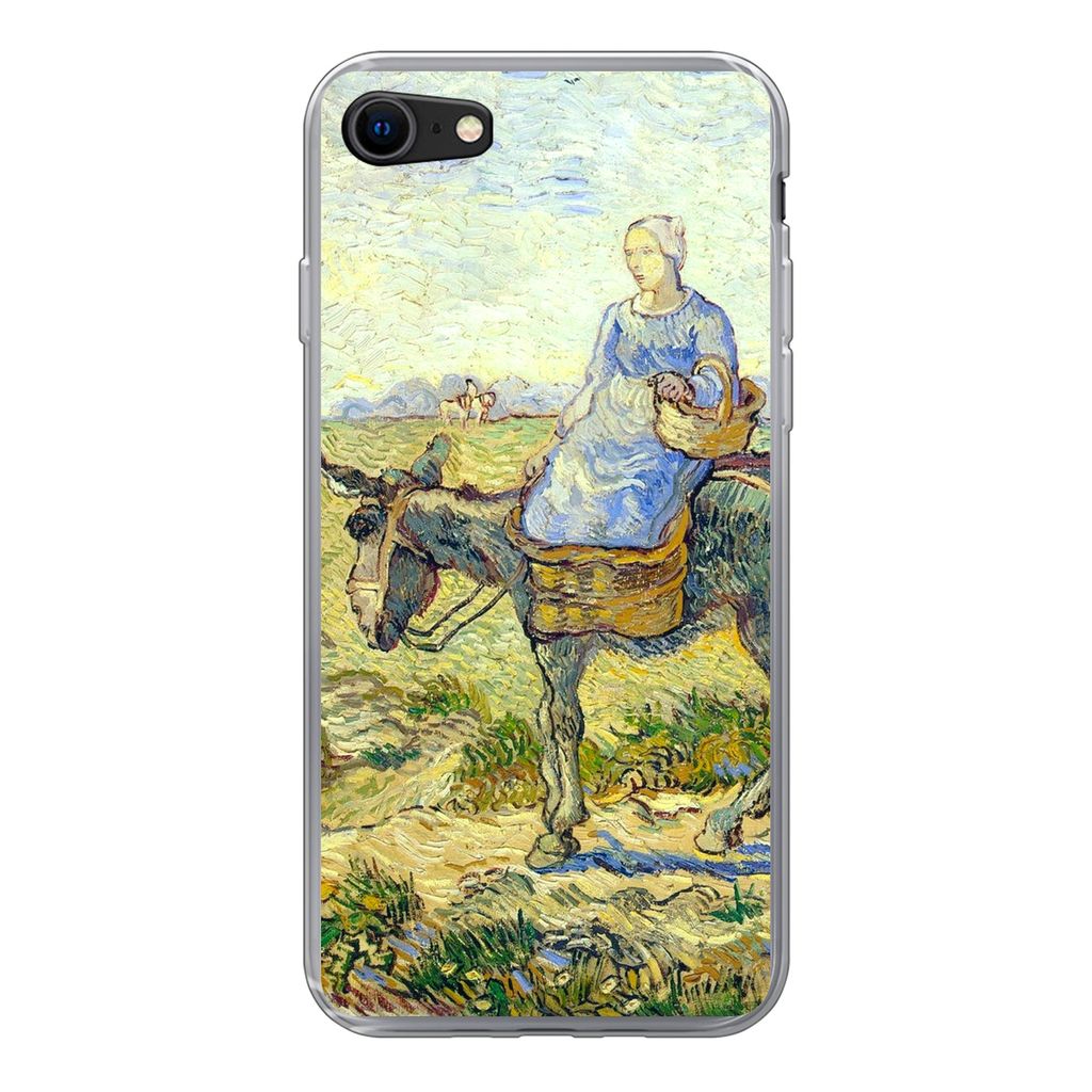 MuchoWow Handyhülle Schutzhülle Hülle für iPhone 7 Bauernpaar geht zur Arbeit - Vincent van Gogh Silikon Softcase Handy Hülle - Kartenhalter