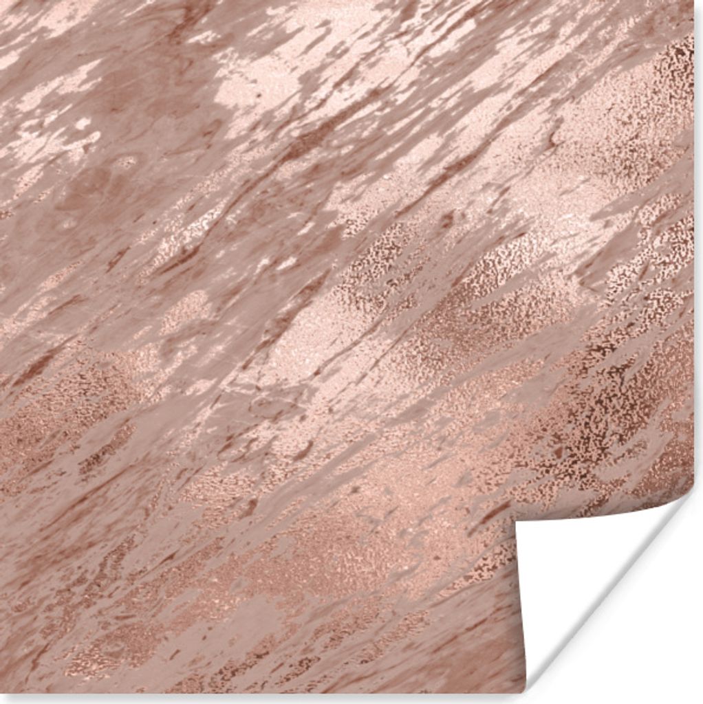 MuchoWow Poster Marmor - Muster - Rosa 100x100 cm - Babyzimmer