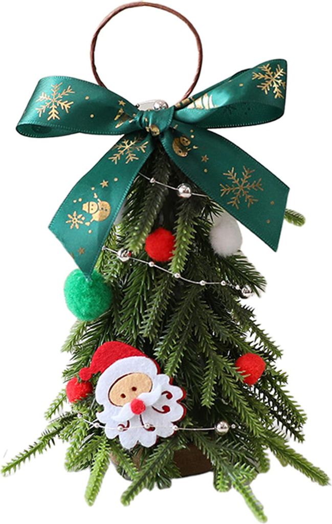 Weihnachtsbaumschmuck: Kleiner künstlicher Tannenbaum mit Schleife zum Aufhängen – ideal für Silvester, Weihnachten, Partys und als Heimdekora...