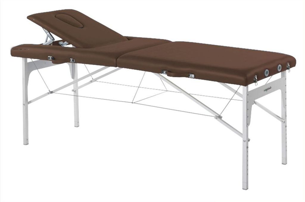 Behandlungsliege, Massageliege, Liege klappbar, mobil, Höhe 68-84 cm, Farbe:62 braun