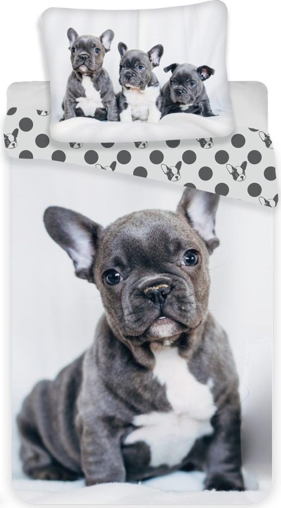 Jerry Fabrics Leinenfoto: Bulldogge 140x200, 70x90 cm Produktbild 