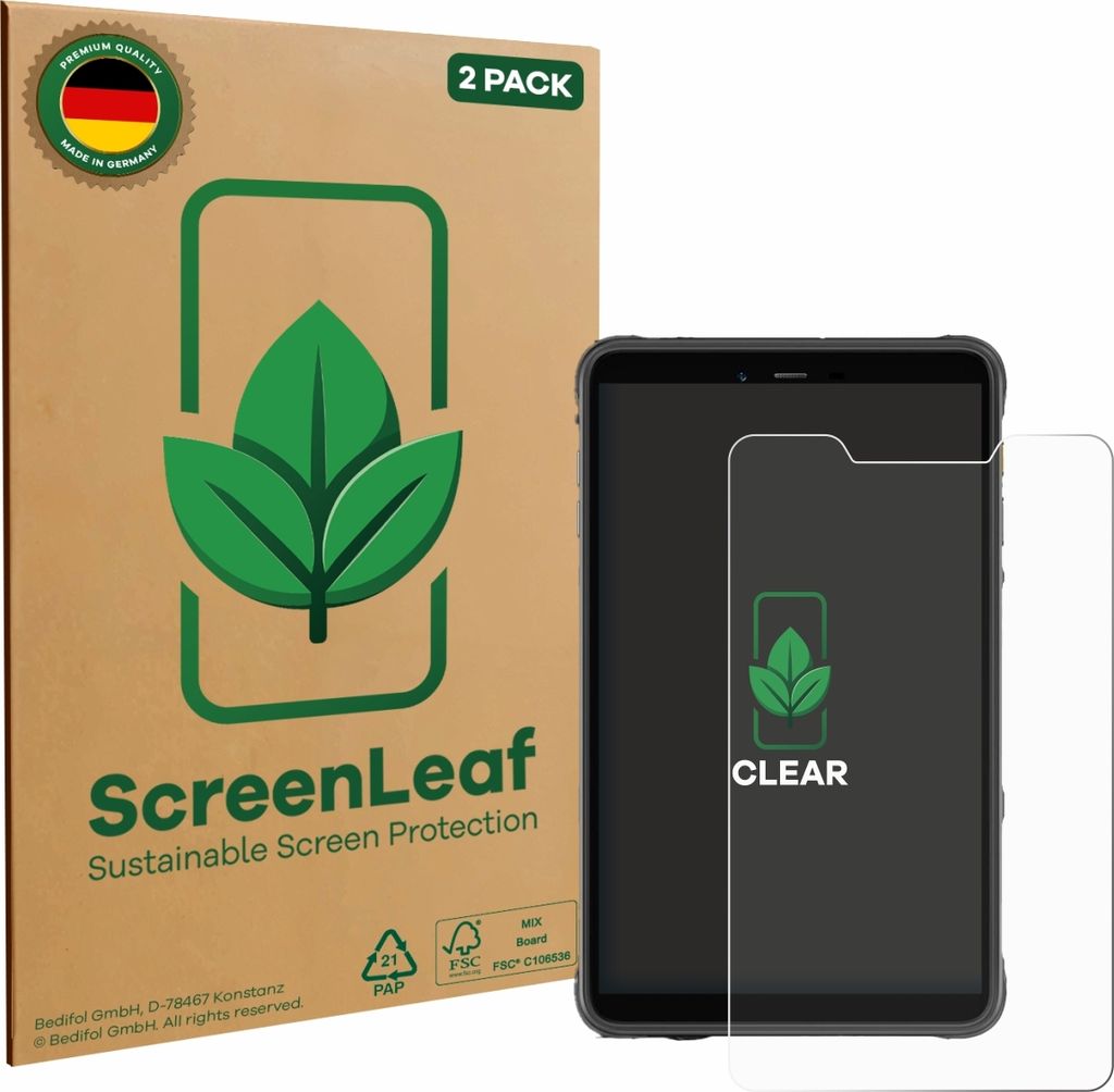 2x ScreenLeaf Schutzfolie für Ulefone Armor Pad Pro nachhaltiger Displayschutz Display Schutz Folie Klar Transparent