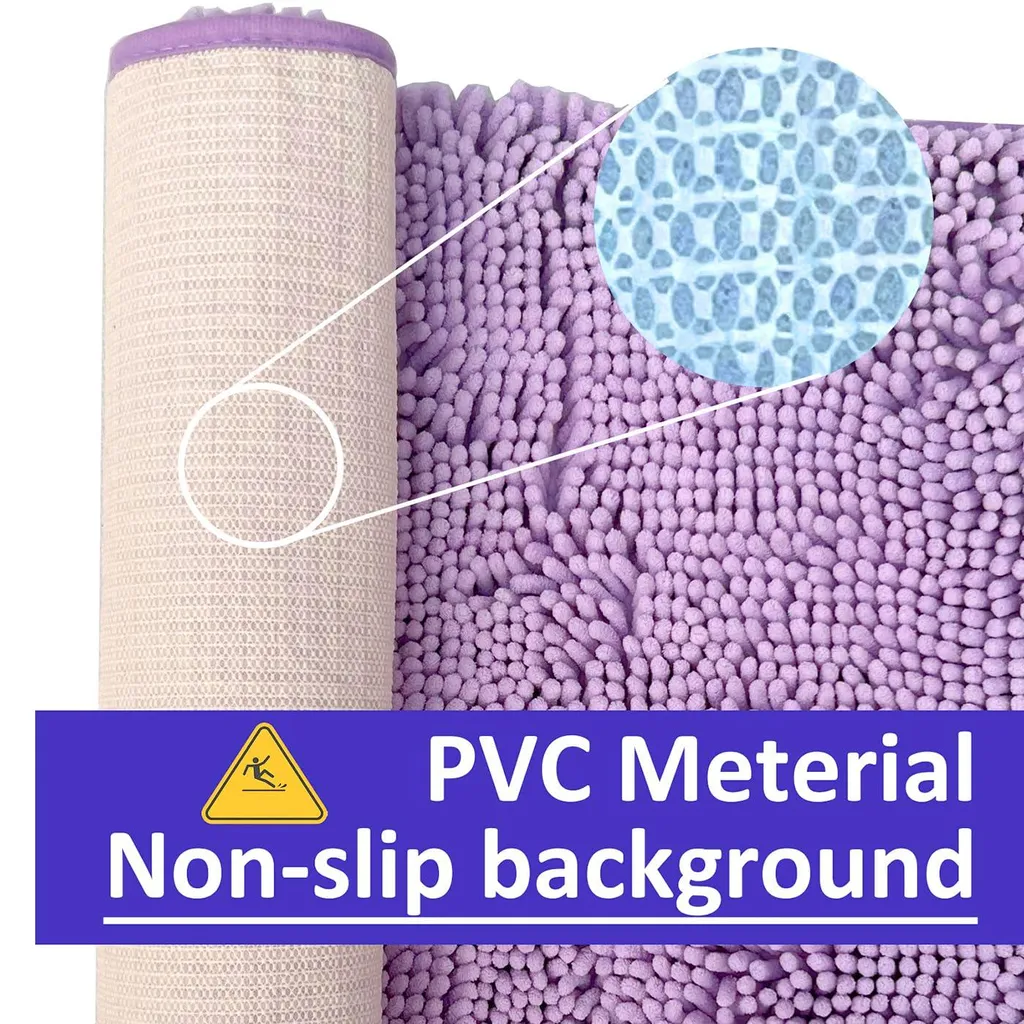 Tapis de bain chenille violet clair antidérapant - Absorbant 40x60cm