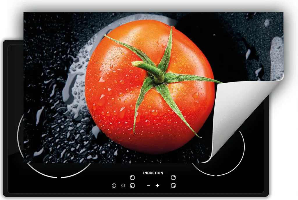 Piastra Coprifornelli 90x52 cm DarHaus Nero - Protezione in Vetro Pomodori