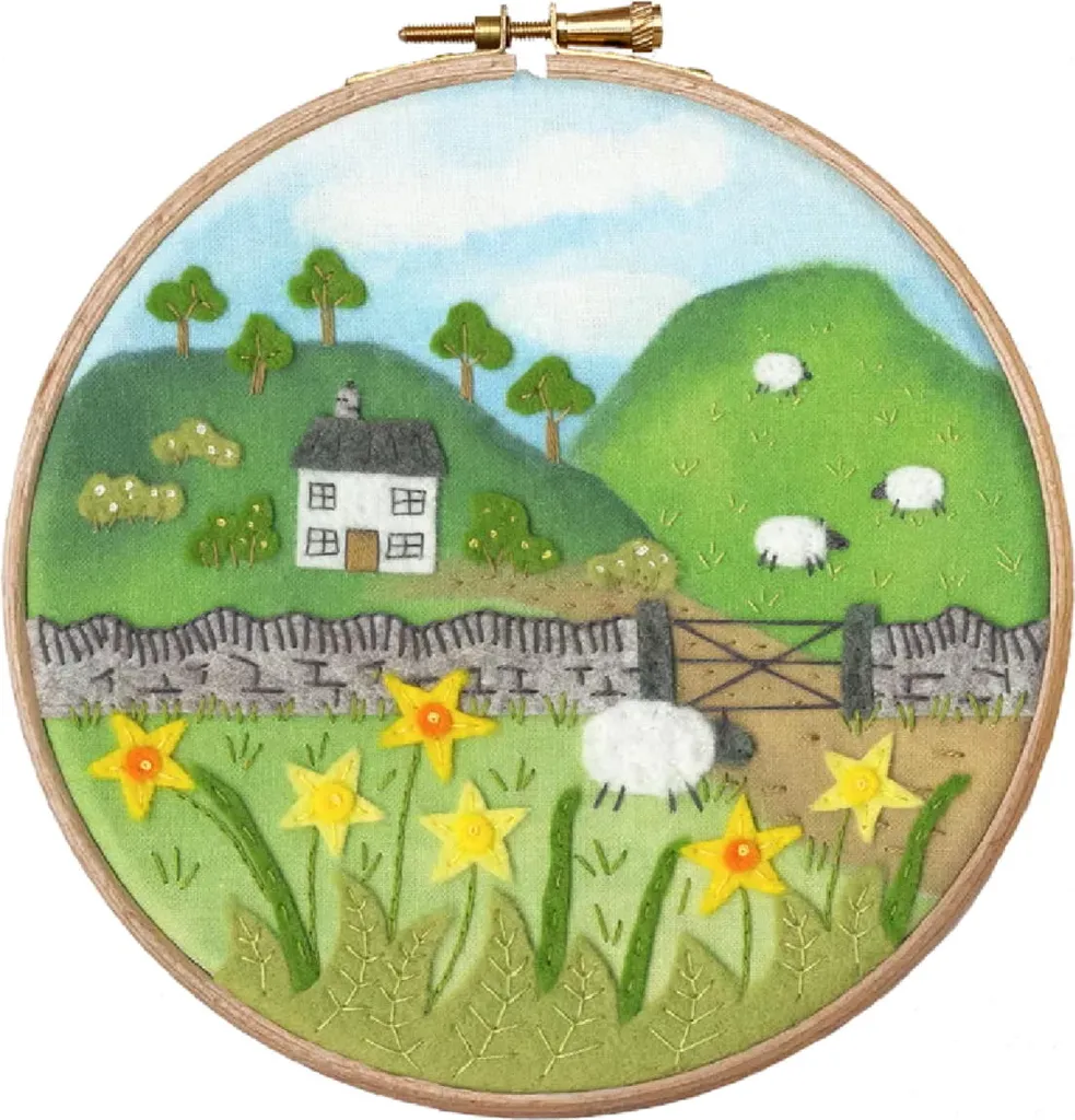 Tambour de Broderie Feutrine Décoratif Host Of Golden Daffodils 15 cm