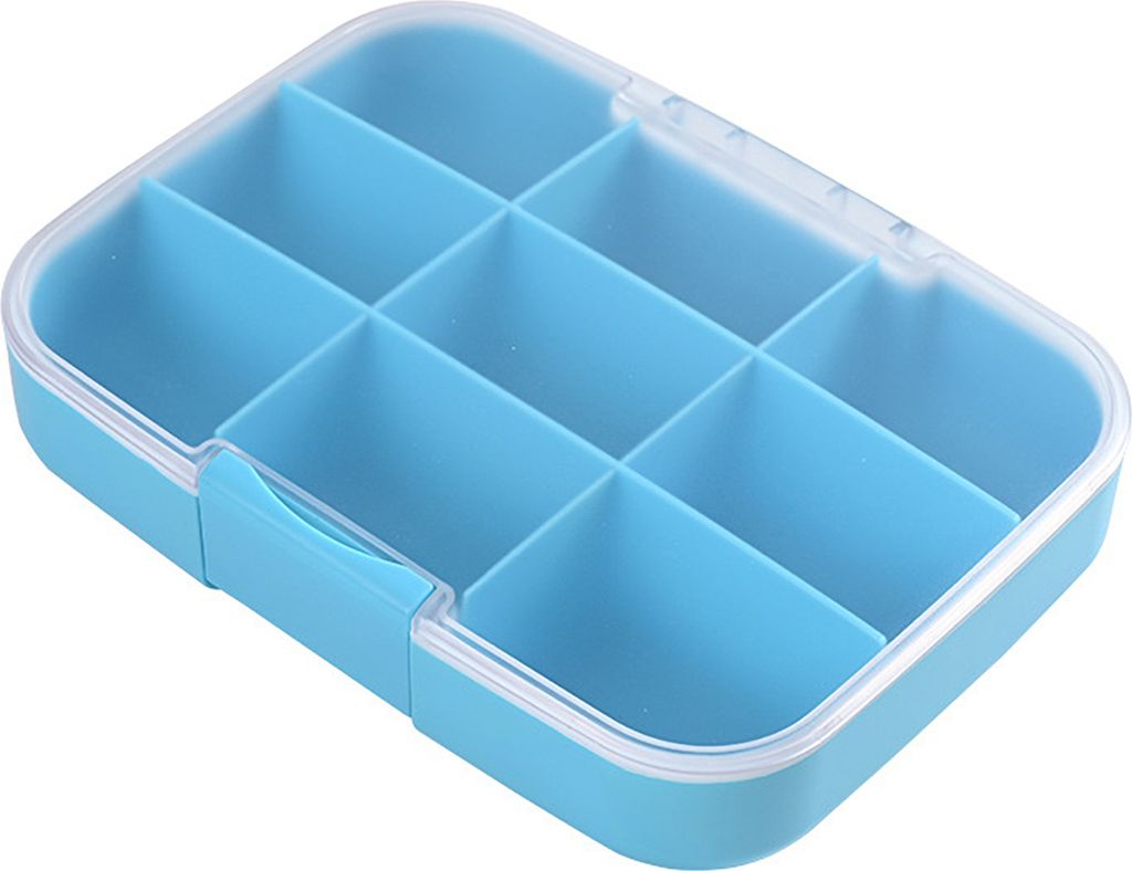Pillendose mit 9 Fächern, feuchtigkeitsbeständig, großes Fassungsvermögen, transparentes Design, Pillen-Organizer für Zuhause und unterwegs