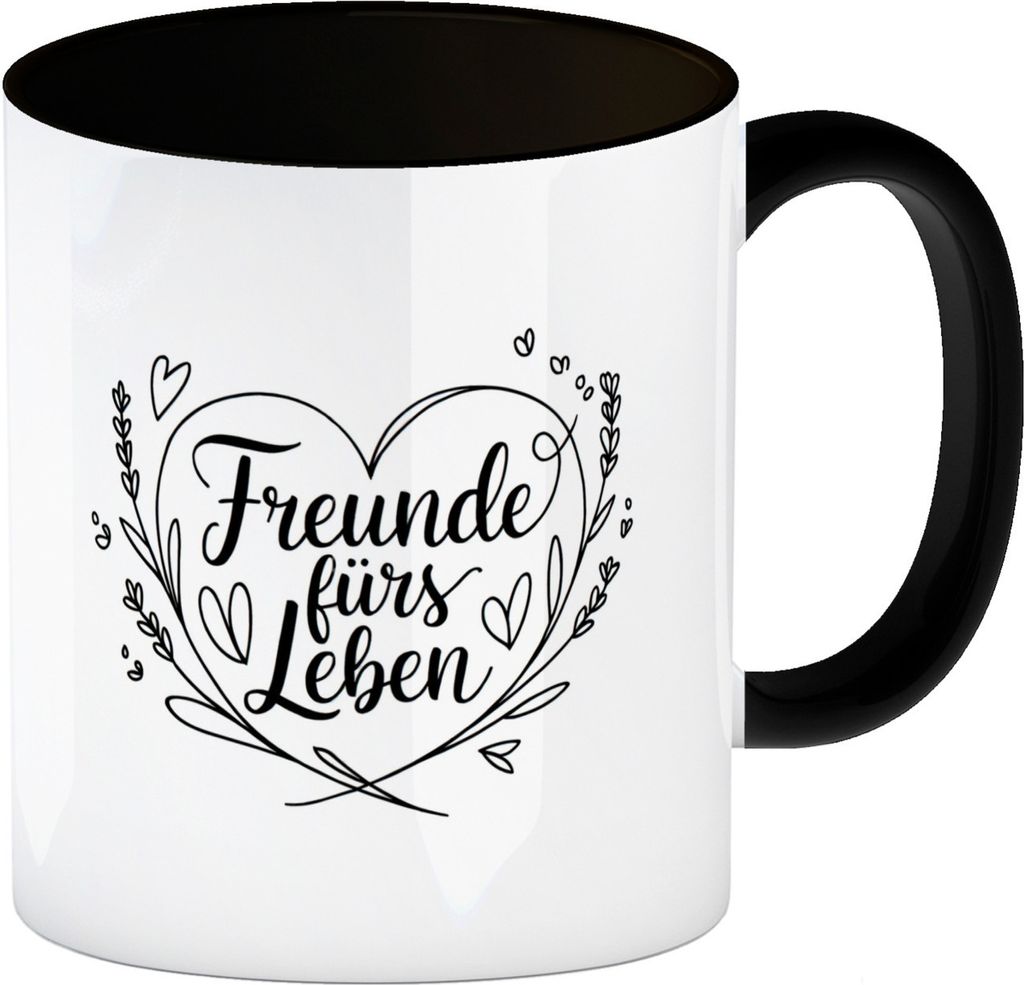 Freunde fürs Leben Kaffeebecher in schwarz