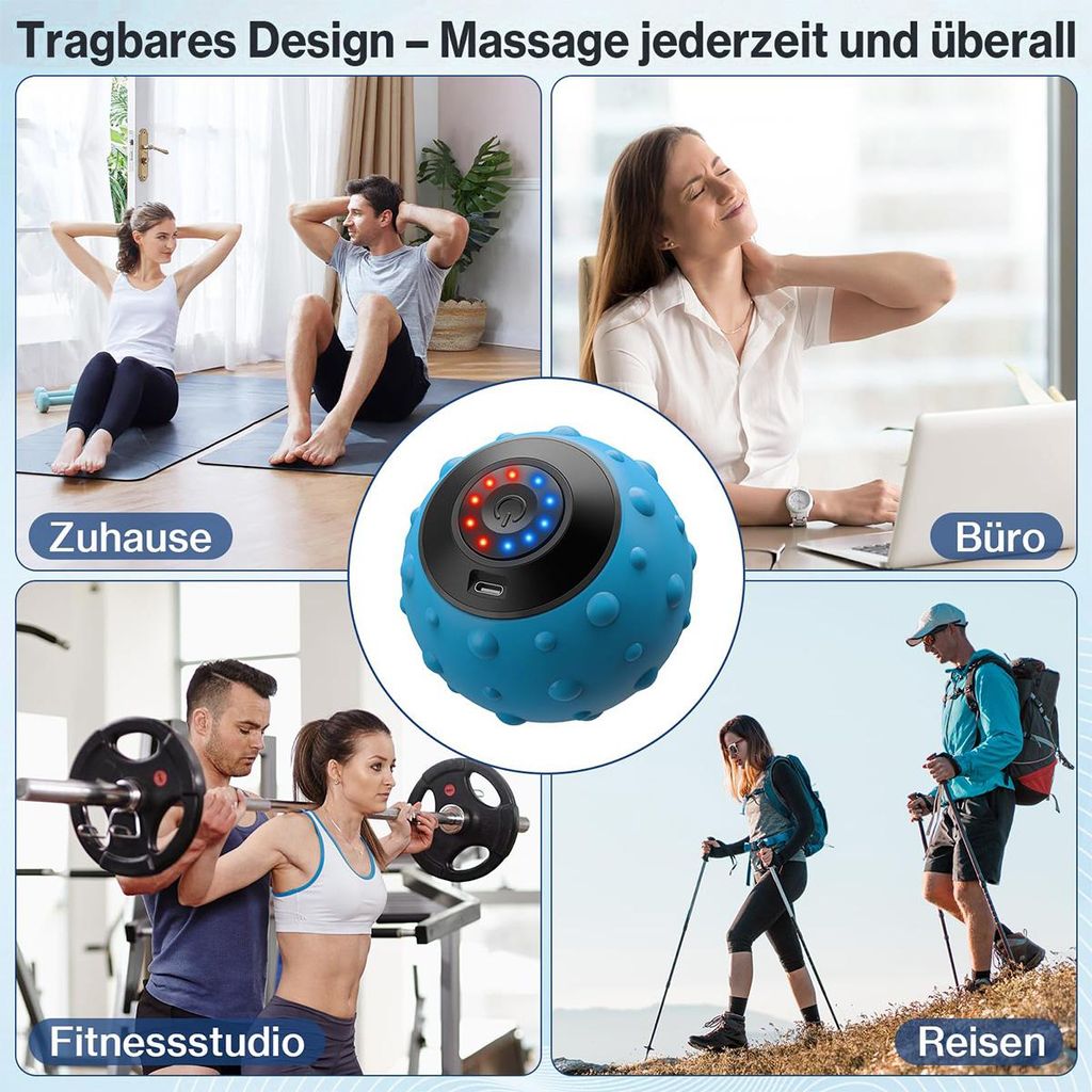 Elektrischer Massageball mit Vibration, 5-Gang Faszienball Elektrischer Massageball mit Vibration, 5-Gang Faszienball