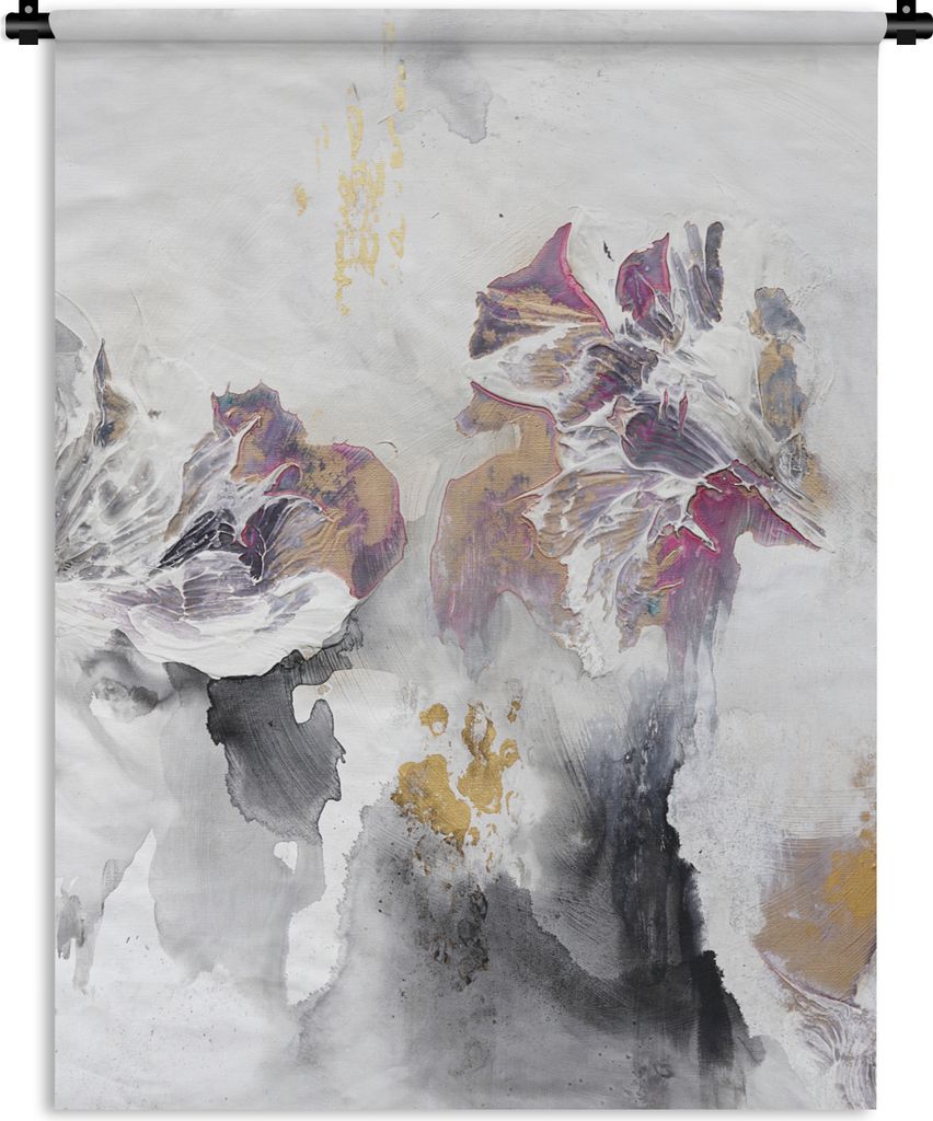 MuchoWow Wandteppich Wandbehang Farbe - Farben - Weiß - Abstrakt- Gold 150x200 cm Tapisserie Dekoration Wandtuch - Wandaufhängung - Moderner