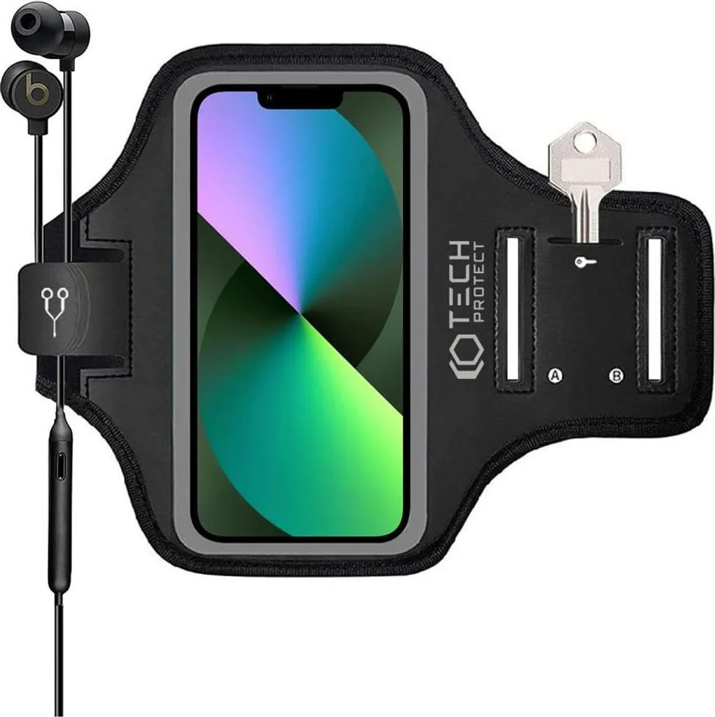 Brassard Sport Anti-Glisse Tech-Protect M2 Noir pour Smartphone 6.7 Pouces
