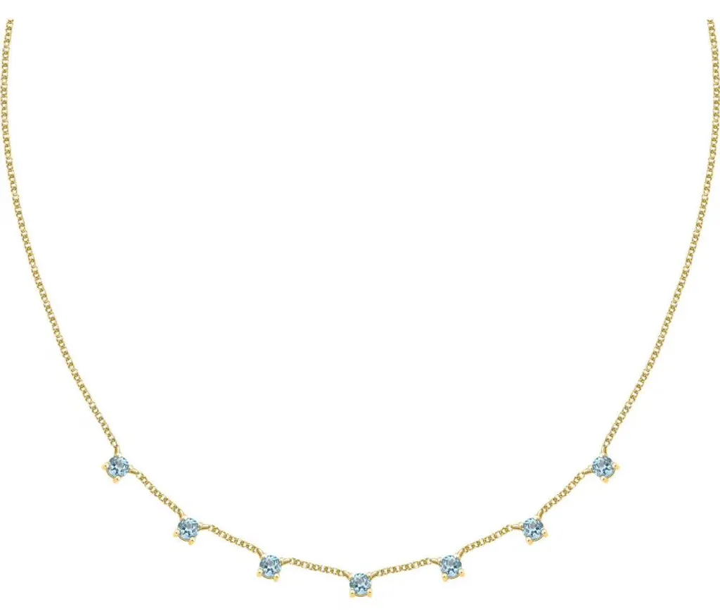 Collier anti-ternissement en plaqué or et zircone bleue hypoallergénique