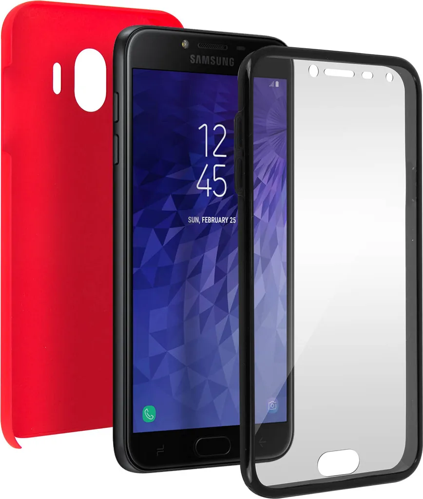 Cover Samsung Galaxy J4 Rosso Protezione 360 Gradi Fronte Retro