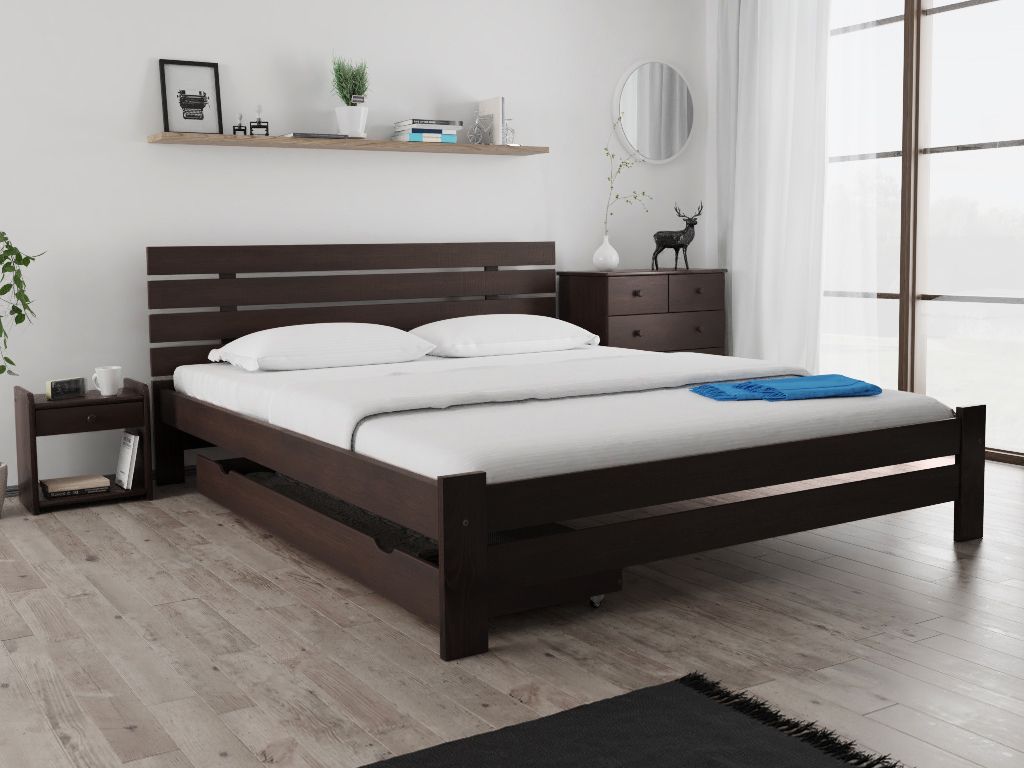 Postel PARIS zvýšená 180 x 200 cm, ořech Rošt: Bez roštu, Obrázek produktu 