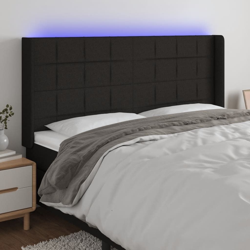 Maison Exclusive - LED Kopfteil Schwarz 203x16x118/128 cm Stoff