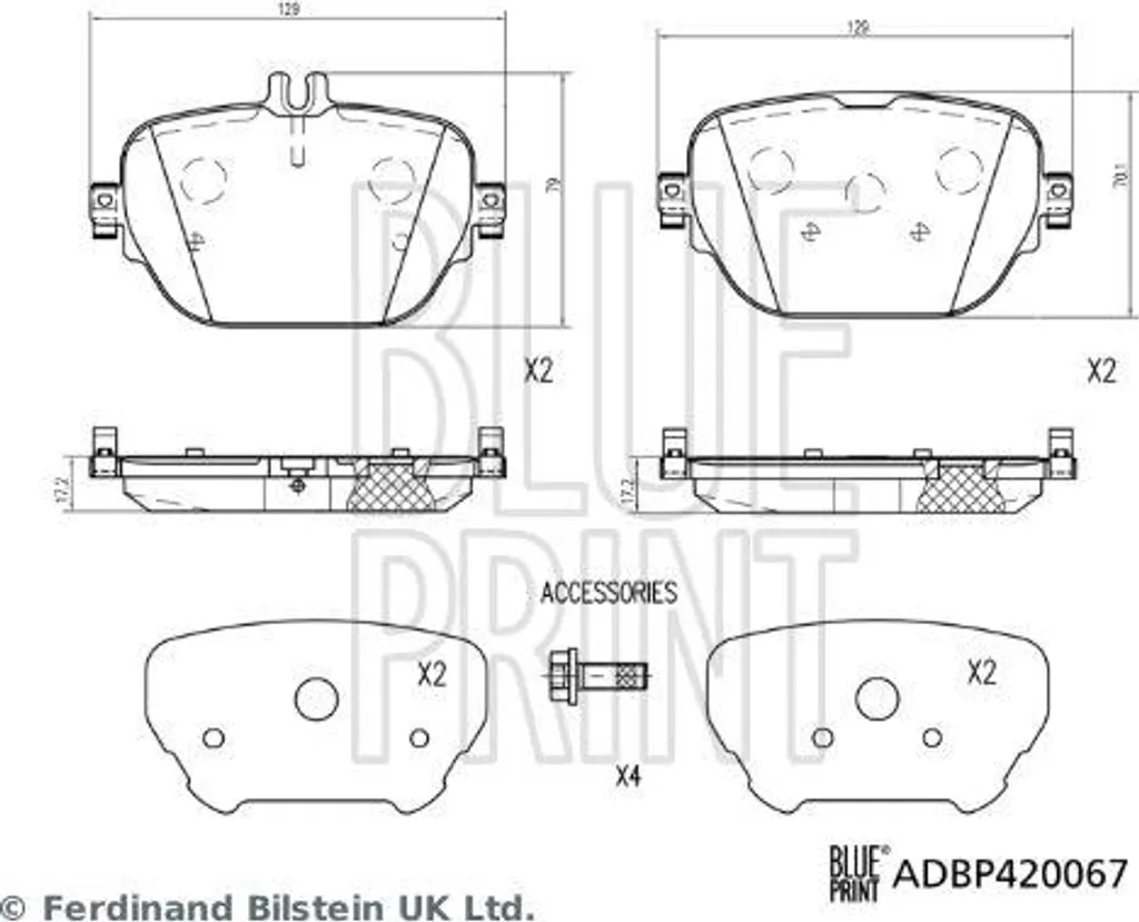Plaquettes de Frein OE A0004205602 Haute Performance Blue Print ADBP