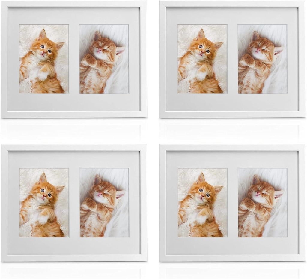 Bomoe 4x Bilderrahmen Collage für 2 Fotos Galeria, 13x18cm, Weiß