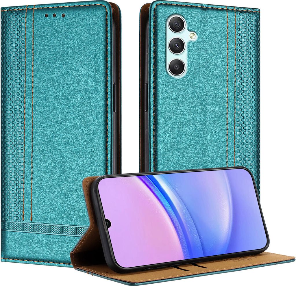 Handyhülle für Samsung Galaxy A34 5G Leder Flip Klappbare Schutzhülle mit Standfunktion Grün