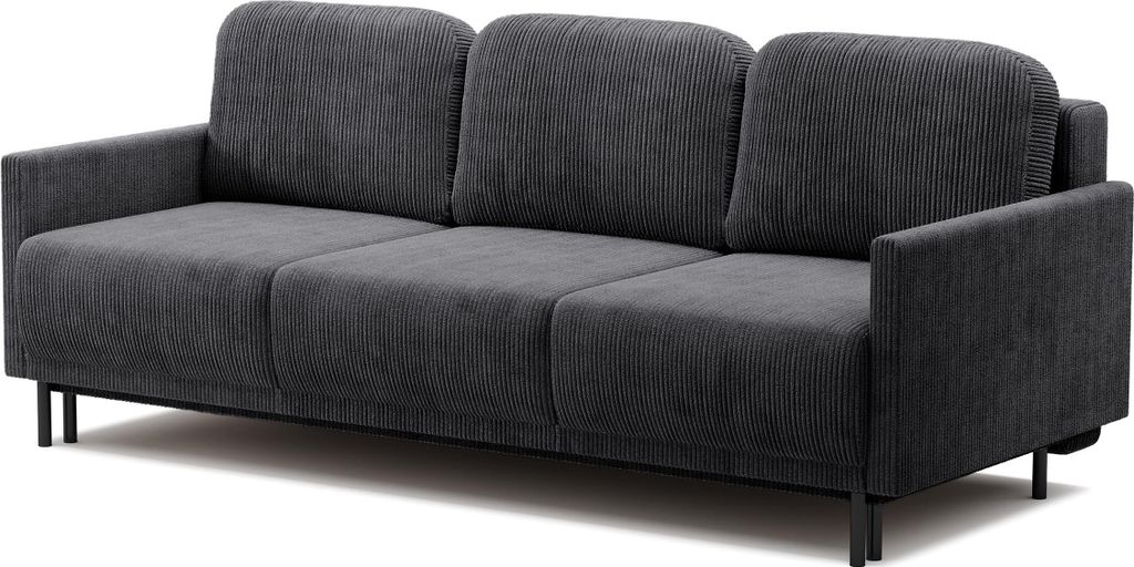 Selsey Hamiel - 3-Sitzer-Sofa mit Bettkasten, Cordbezug in Dunkelgrau , 212 cm