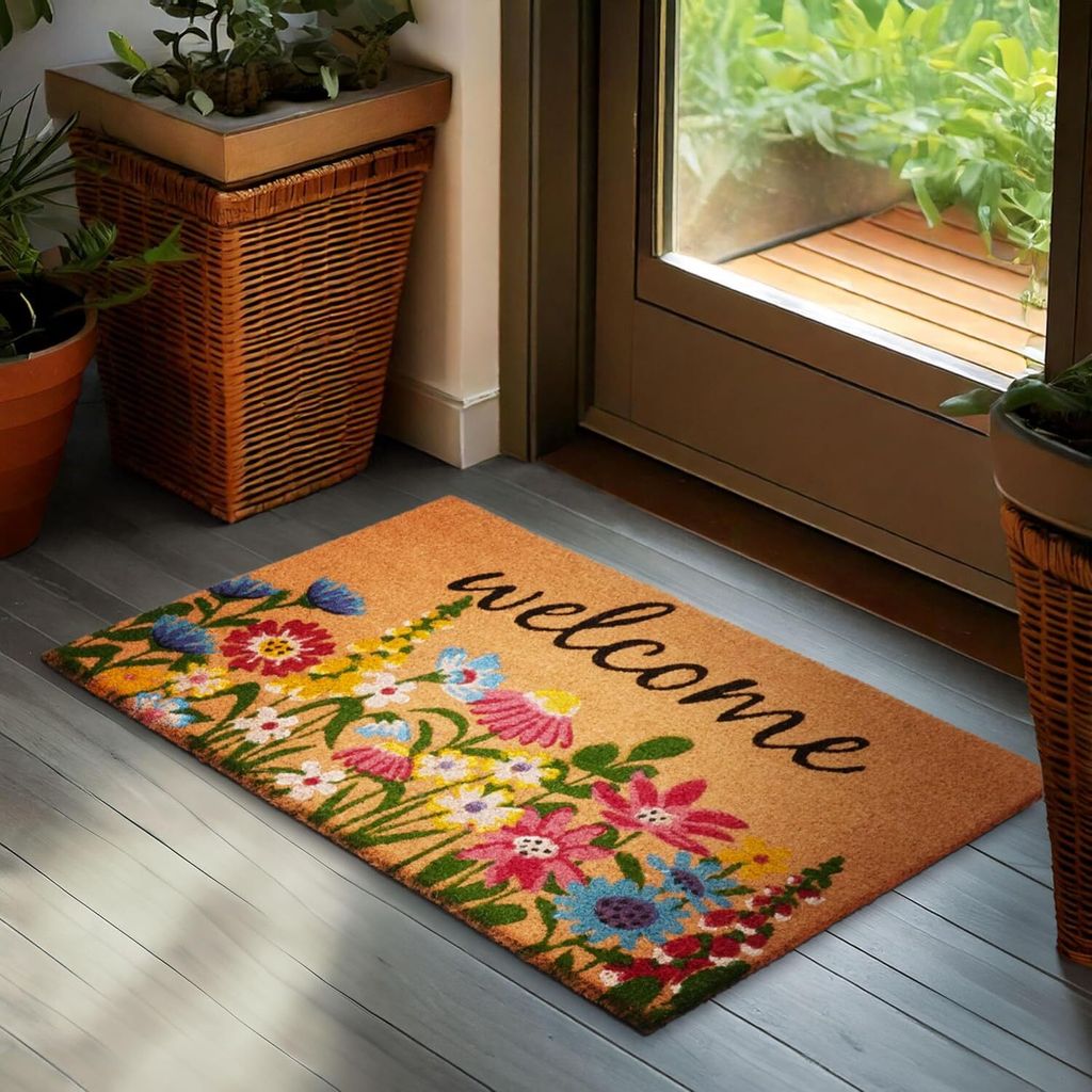 Paillasson BRUBAKER Welcome Pré fleuri - 45x75 cm Coco Image du produit 