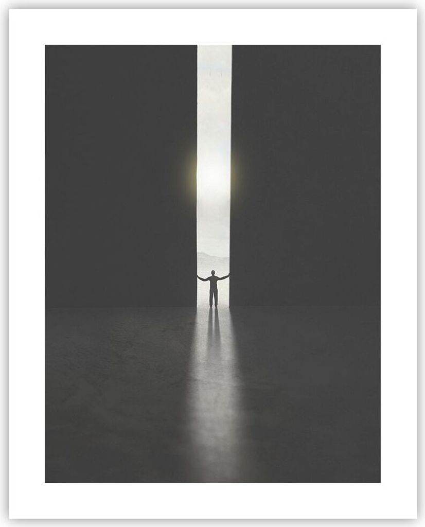 Poster - Poster ohne Rahmen - Tor Mensch Licht - 40x50 cm - Wand Bild - Wanddeko - Wandbilder - Kunstposter - Wandposter - Bilder - Kunstdruck - Wa...