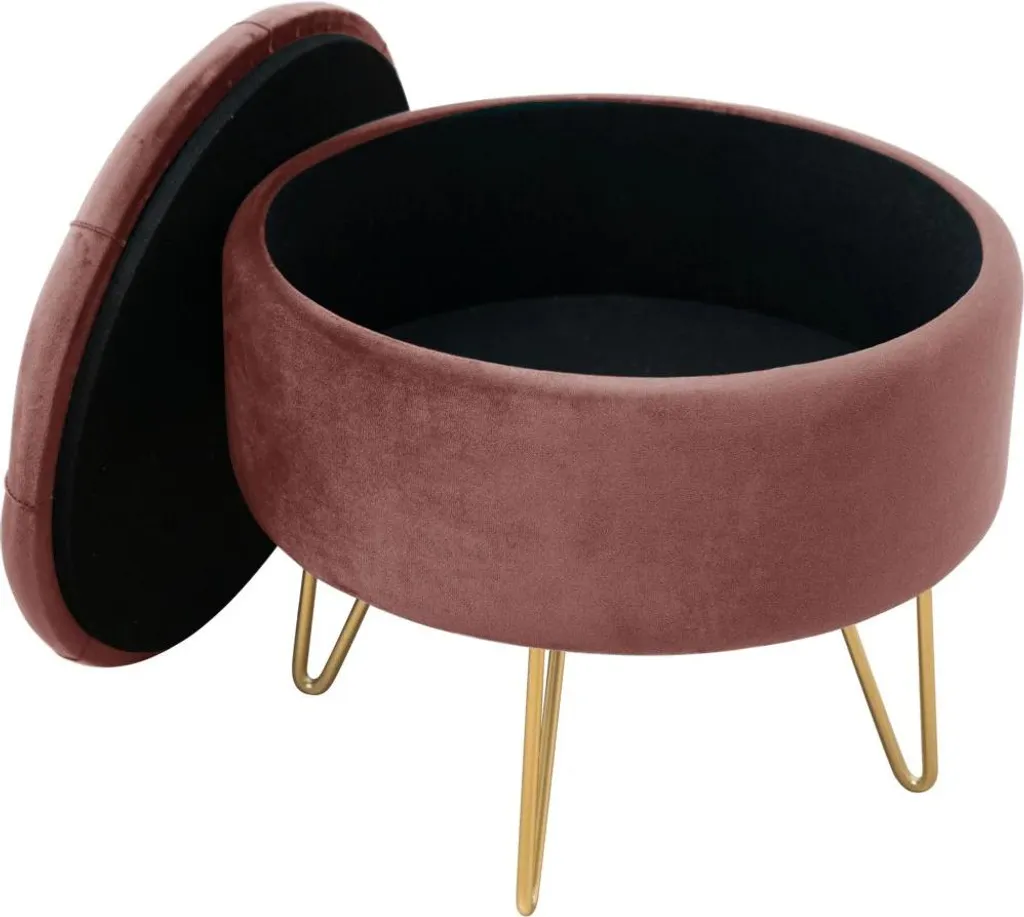 Tabouret DRAVIEN rose : gagnez de la place avec ce rangement élégant - 4