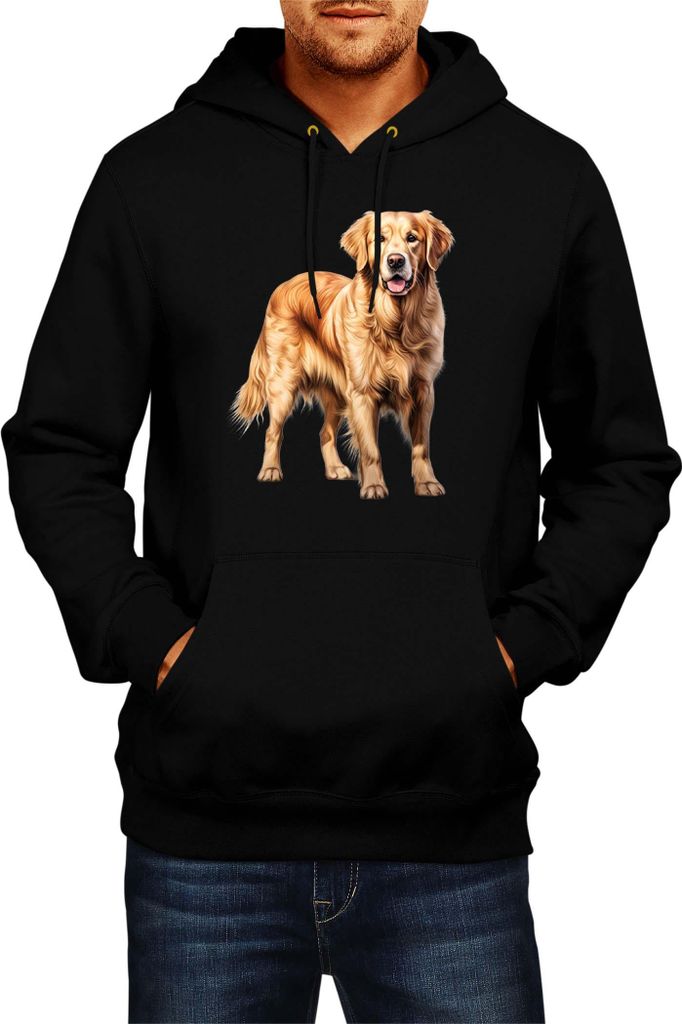 Herren Kapuzenpullover Dogs Breeds Golden Retriever Dog Breed 007, Man XL / Schwarz