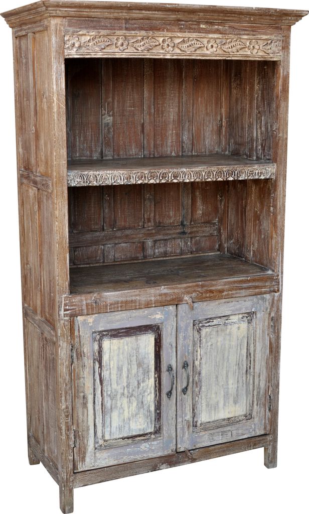 Aufwendig Verziertes Bücherregal im Vintage Look - Modell 20, Braun, Holz, 184*102*52 cm, Bücherregale & Küchenregale