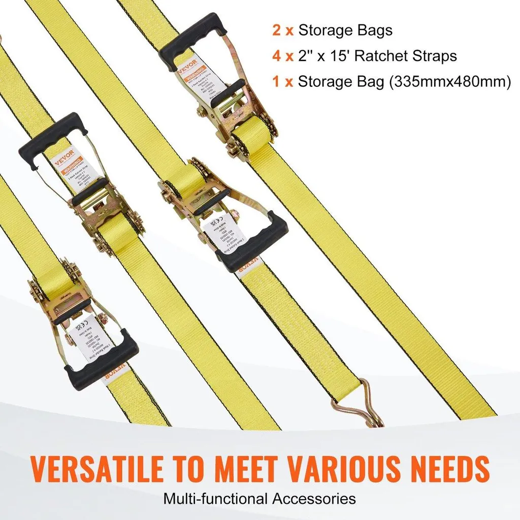 Lot de 4 sangles de serrage professionnelles pour remorque et transport - 5