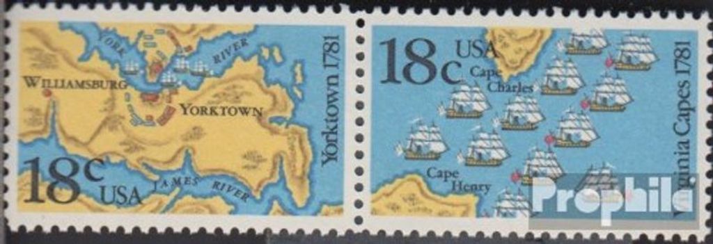 Briefmarken USA 1981 Mi 1511-1512 Paar (kompl.Ausg.) postfrisch Schlachten von Yorktown