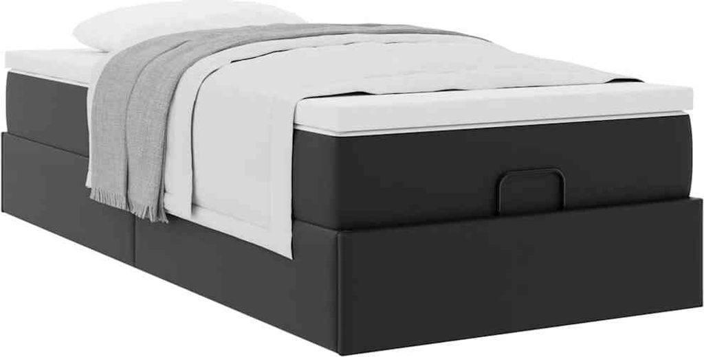 Maison Exclusive - Ottoman-Bett mit Matratze Schwarz 80x200 cm Kunstleder