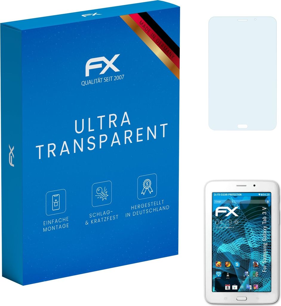 atFoliX FX-Clear 2x Schutzfolie kompatibel mit Samsung Galaxy Tab 3 V Displayschutzfolie