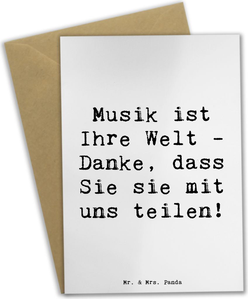 Mr. & Mrs. Panda Glückwunschkarte Spruch Musiklehrer Danke - Weiß - Geschenk, Aufmerksamkeit, Grußkarte, einladungskarten, Freundschaft, weihnac...