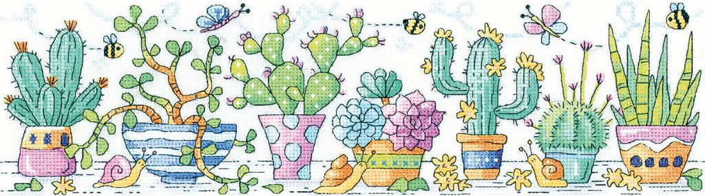 Heritage Kreuzstich Set Aida "Kaktusgarten", Zählmuster, KCCG1480-A, 37,5x10cm