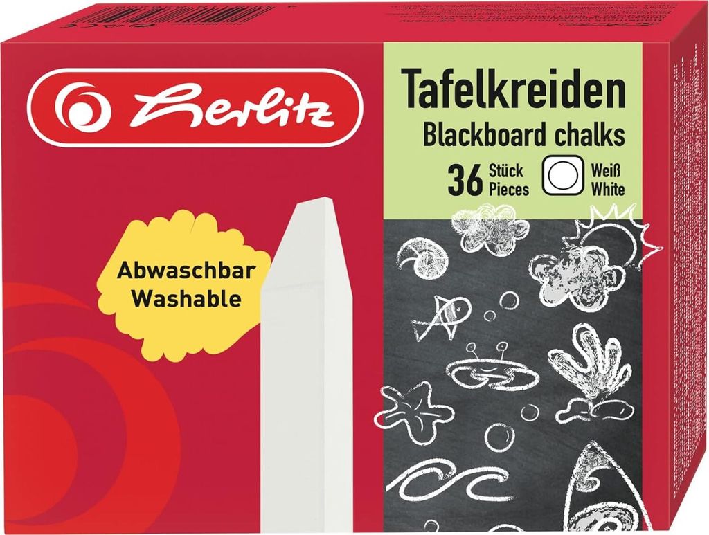 Herlitz Wandtafelkreide weiß 36er Karton Etui Produktbild 