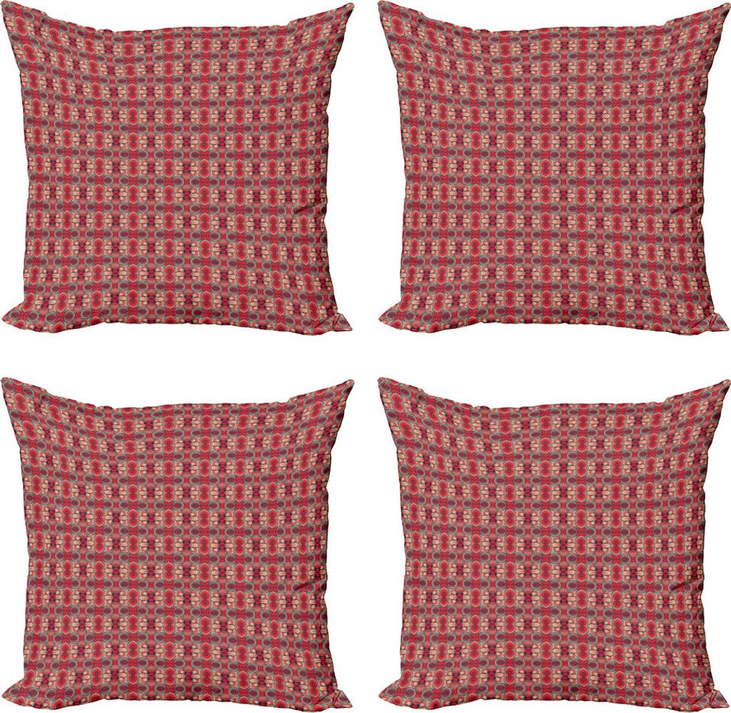 ABAKUHAUS Retro Kissenbezug Set (4 Stück), Vintage Kreisauslegung, Moderner Doppelseitiger Digitaldruck, 45 cm x 45 cm, Mehrfarbig