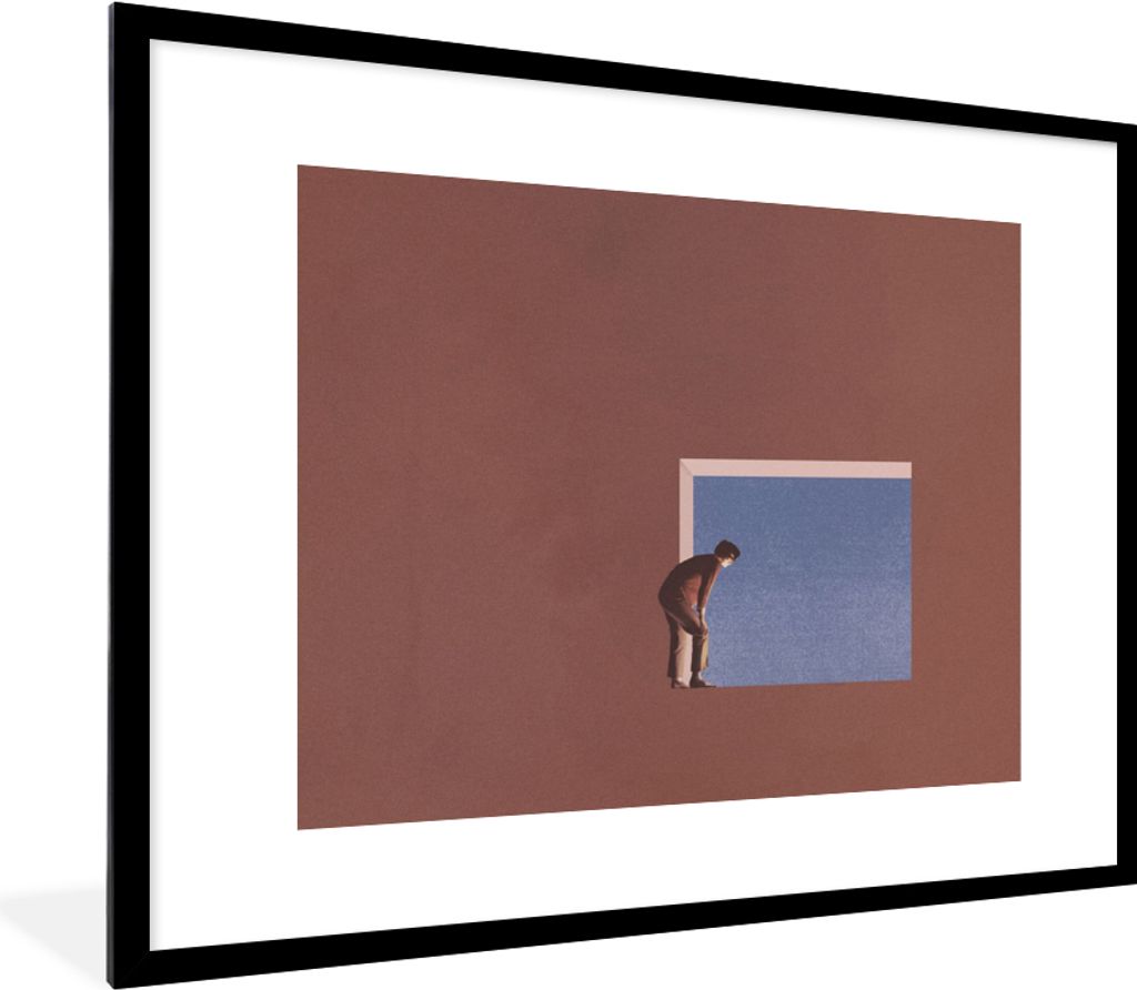 MuchoWow Gerahmtes Poster Mensch - Jahrgang - Design 80x60 cm - Poster mit Schwarzem Bilderrahmen Wandposter Rahmen Foto Bilder - Schlafzimmer-De...