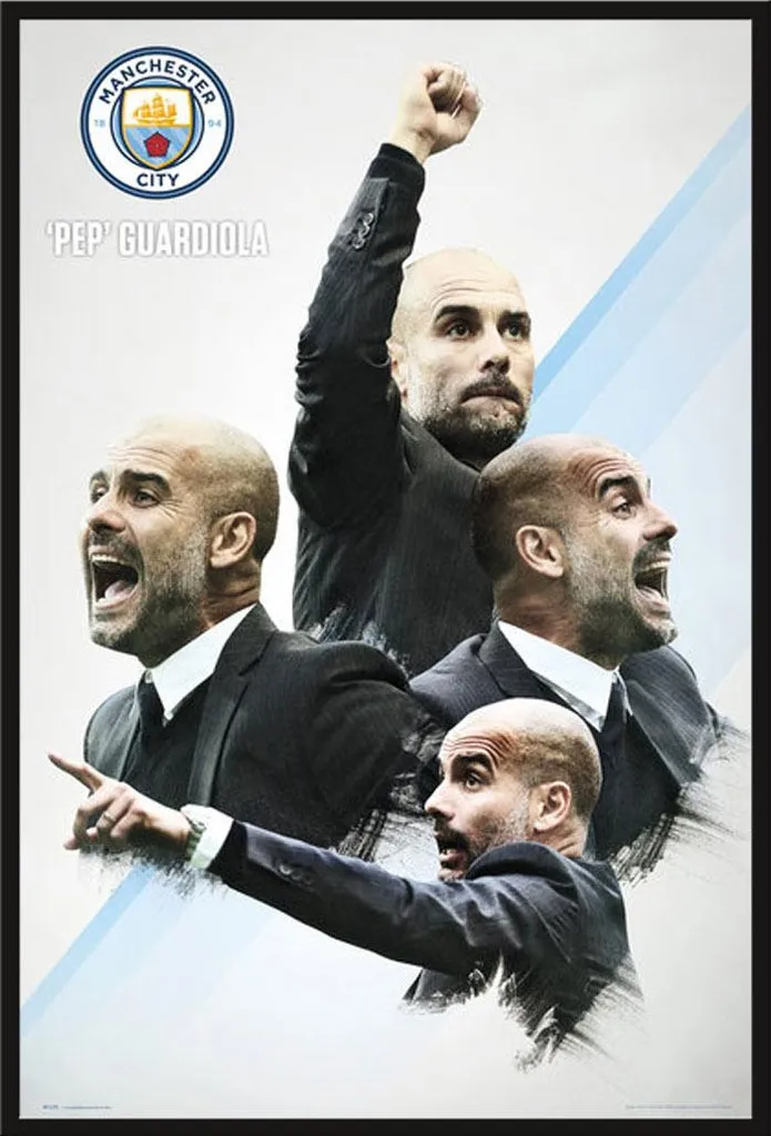 Poster Encadré Guardiola Man City 16/17 Shinsuke avec Cadre Plastique