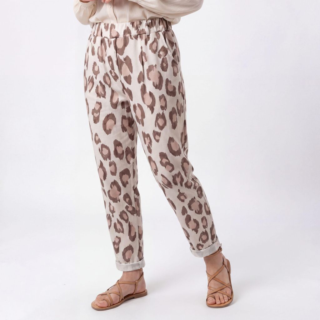 Stretchhose Damen Leo Look leichte Loungehose 40 42 44 Produktbild 